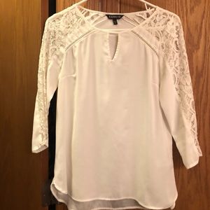 Express Cream Sheer 3/4 Lace Top